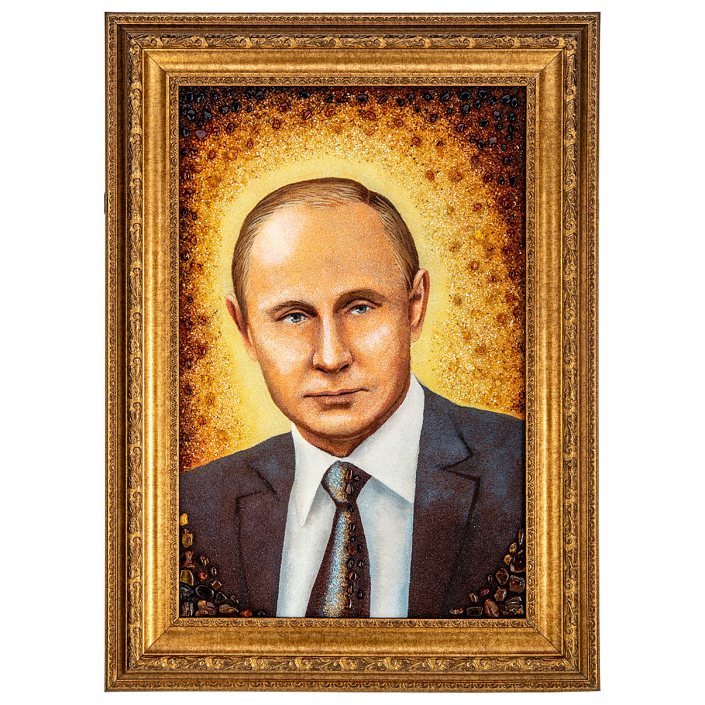 Картина янтарная «В.В.Путин» 40х60 см - интернет магазин Русь Велика я 