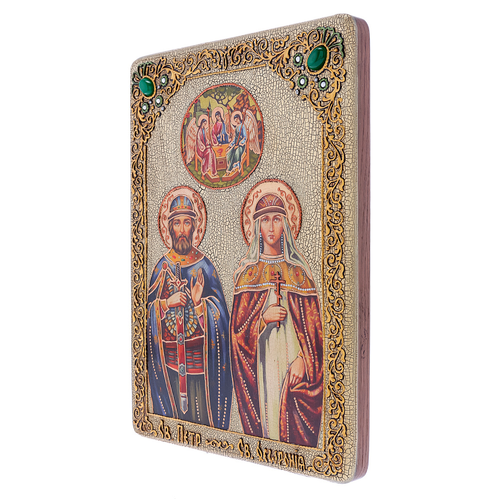 Икона из мореного дуба «Петр и Феврония» 29х21 см - интернет магазин Русь Велика я фото 3