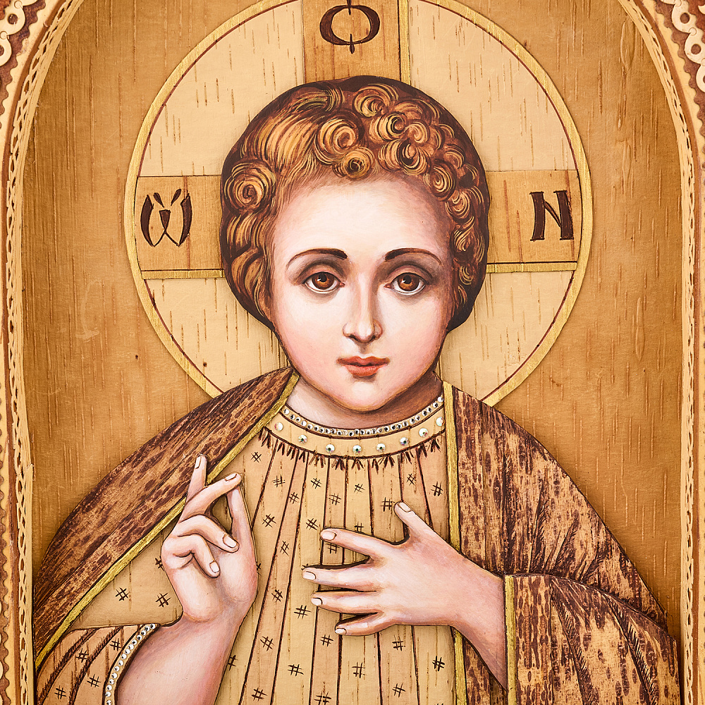 Икона из бересты «Спас Эммануил» 46,5х36,5 см - интернет магазин Русь Велика я фото 3