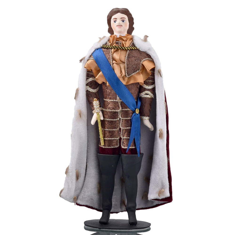 Фарфоровая кукла ручной работы «Петр I в доспехах и мантии» - интернет магазин Русь Велика я 