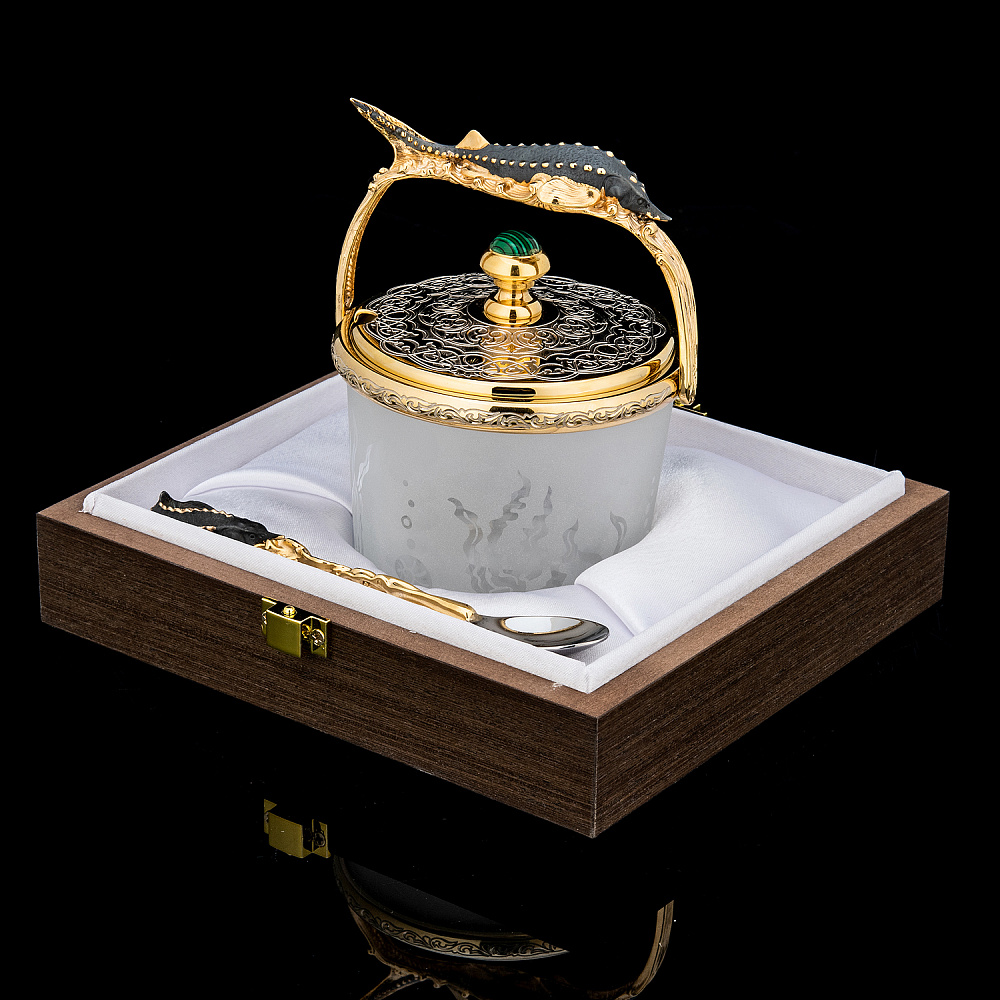 Икорница с ручкой «Каспийское золото». Златоуст - интернет магазин Русь Велика я фото 2