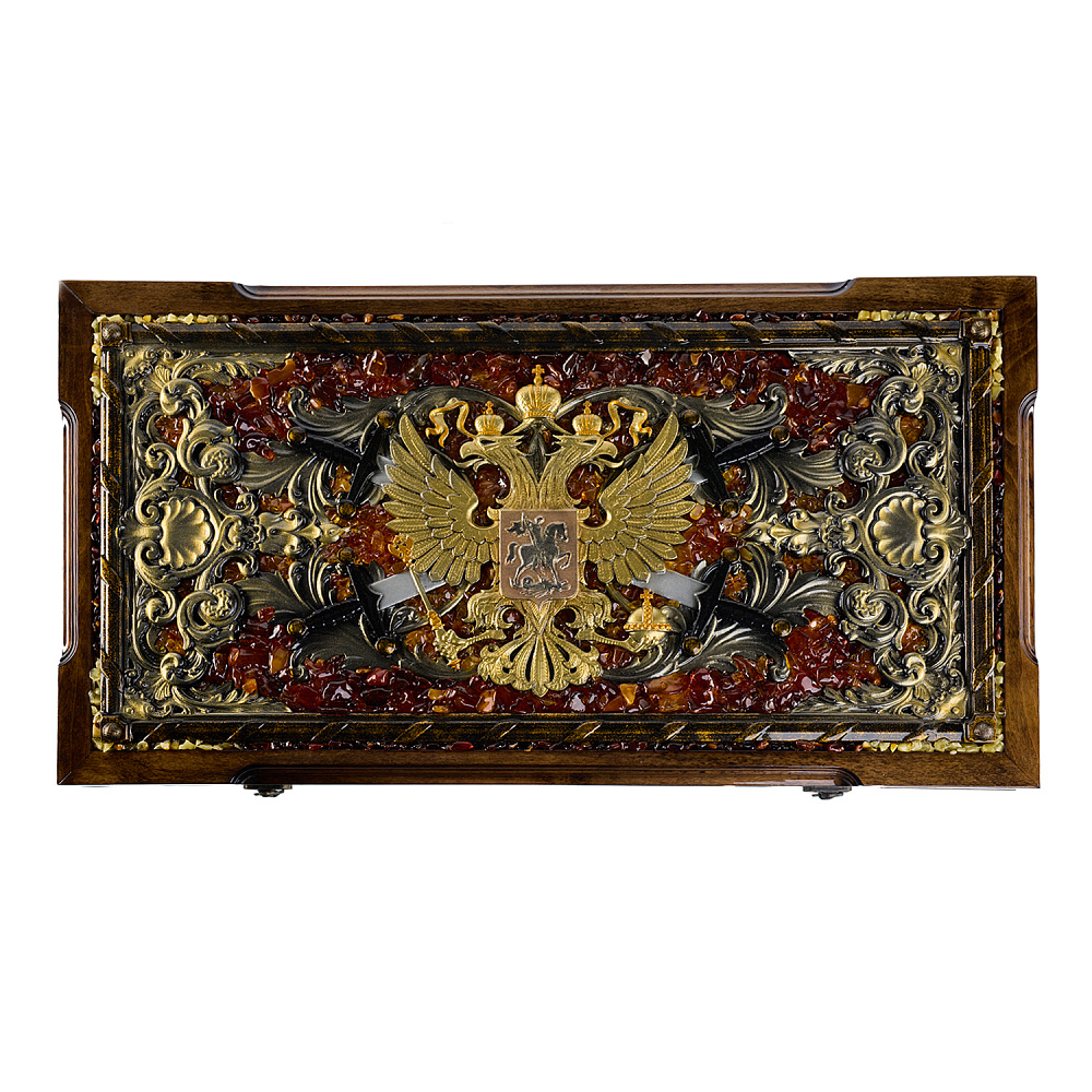 Нарды янтарные «Герб РФ» 56х30 см - интернет магазин Русь Велика я фото 2