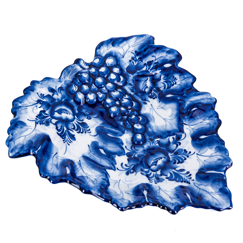 Блюдо «Виноград». Гжель - интернет магазин Русь Велика я фото 1