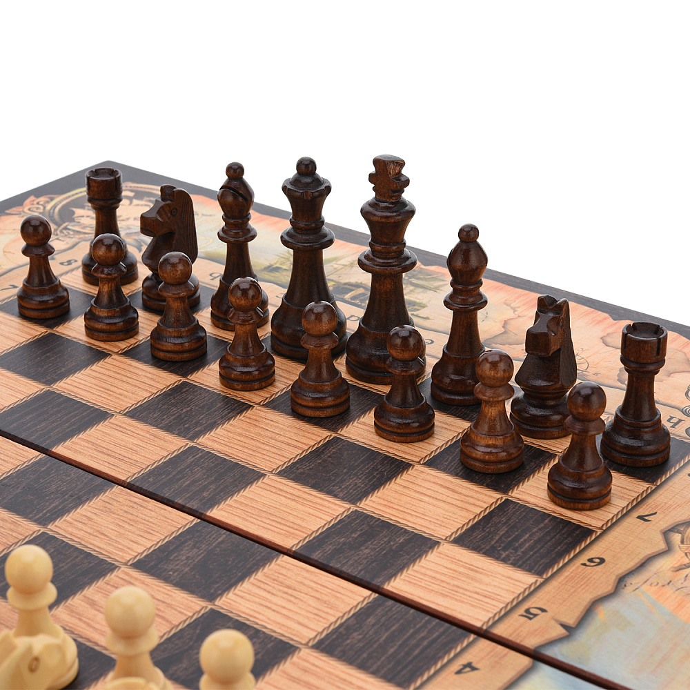 Шахматы-нарды-шашки деревянные «Морские» 50х25 см - интернет магазин Русь Велика я фото 3