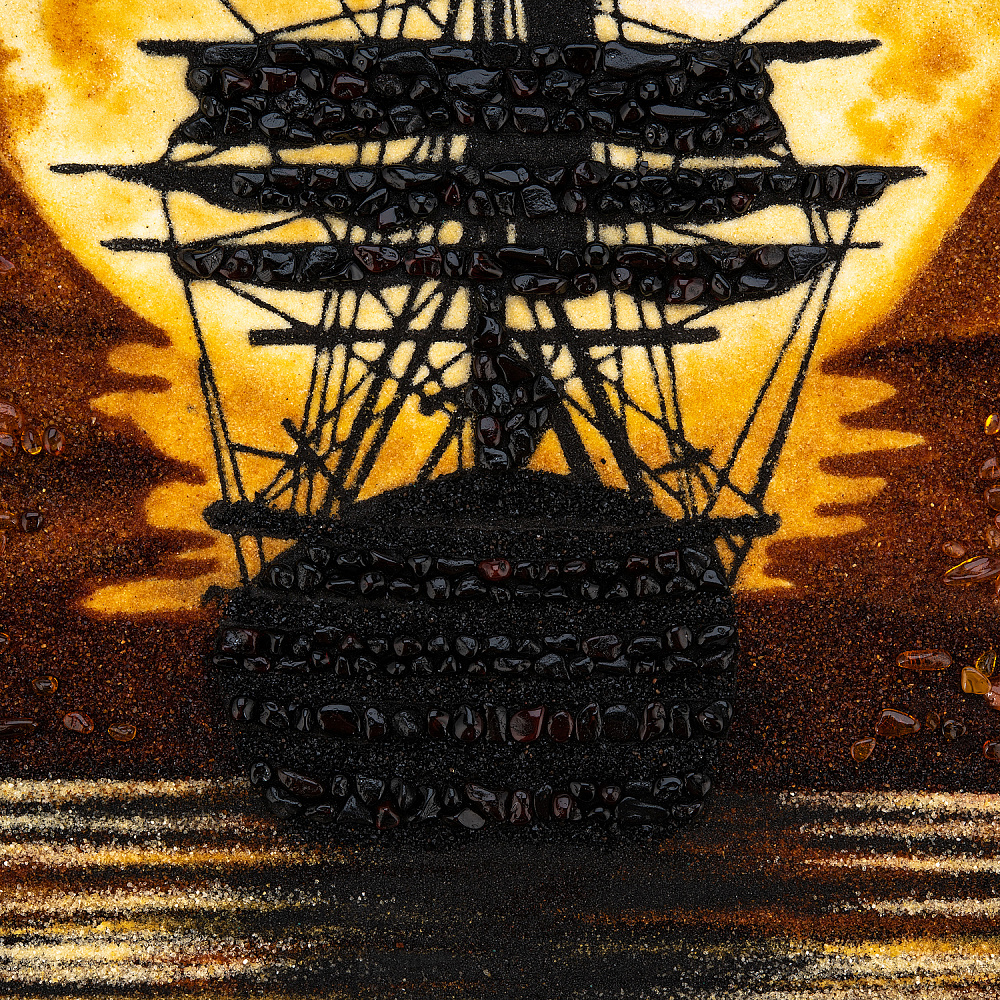 Картина янтарная «Закат и парусник» 60х40 см - интернет магазин Русь Велика я фото 2