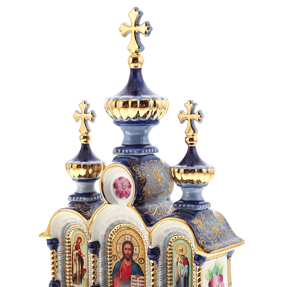 Киот настольный «Божья Матерь, Вседержитель, Николай Чудотворец» 19х32 см - интернет магазин Русь Велика я фото 4