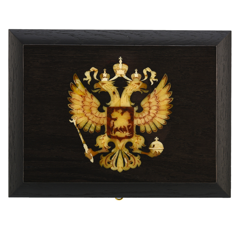 Шкатулка с янтарем «Герб РФ» - интернет магазин Русь Велика я фото 2