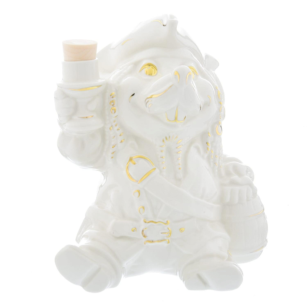 Штоф фарфоровый 500 мл «Крыса-пират». Гжель - интернет магазин Русь Велика я фото 1