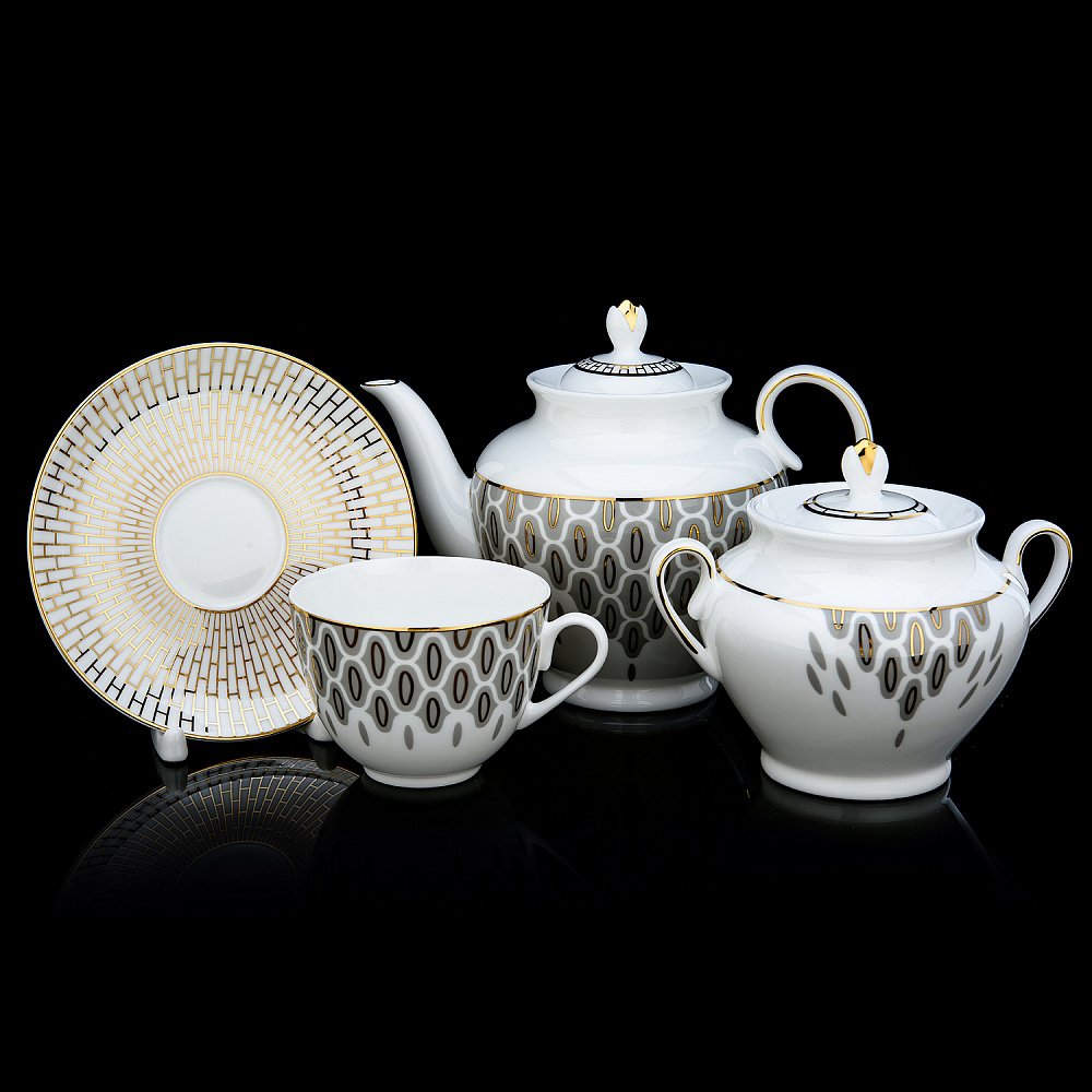 Чайный сервиз на 6 персон «Саламандра Грей». Форма Весенняя-2. ИФЗ - интернет магазин Русь Велика я фото 1