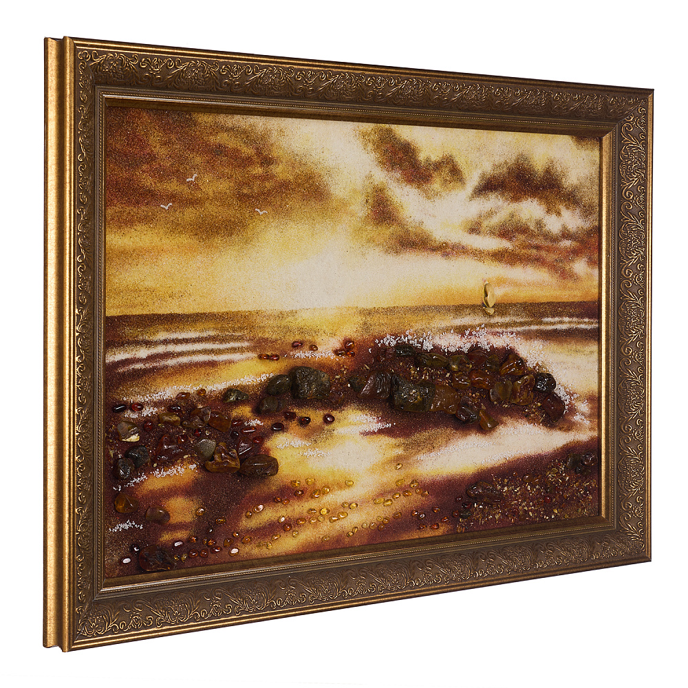 Картина янтарная «Морской пейзаж» 60х40 см - интернет магазин Русь Велика я фото 3