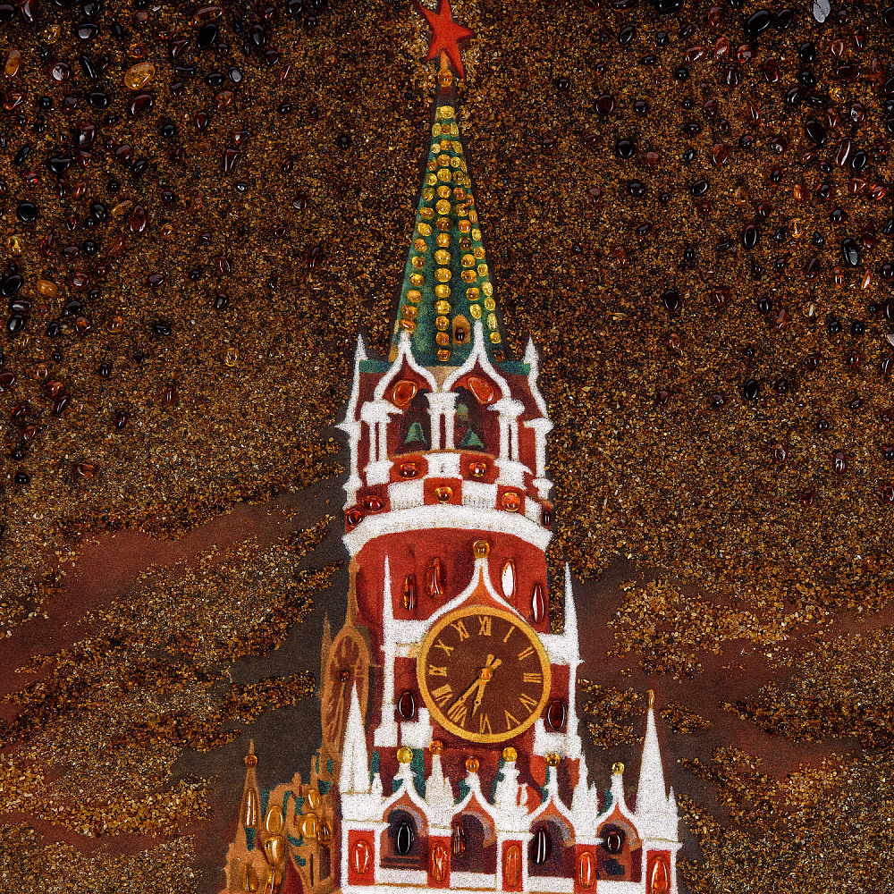 Картина янтарная «Спасская башня ночью» 60х80 см - интернет магазин Русь Велика я фото 2