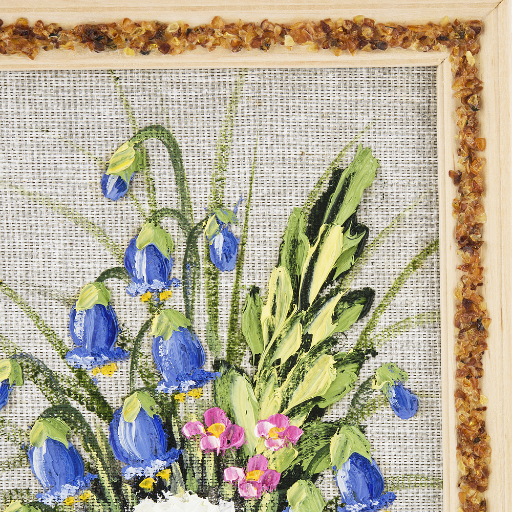 Панно в янтарной раме «Букет цветов» 27х18 см - интернет магазин Русь Велика я фото 2