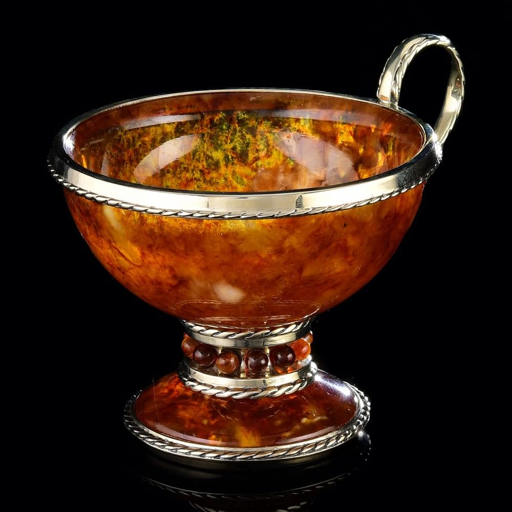 Чайная пара из янтаря «Виноград». Ювелирная бронза - интернет магазин Русь Велика я фото 3