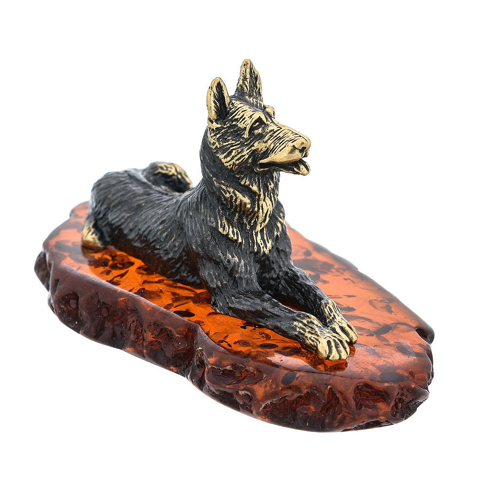 Статуэтка с янтарем «Собака Овчарка» - интернет магазин Русь Велика я фото 4