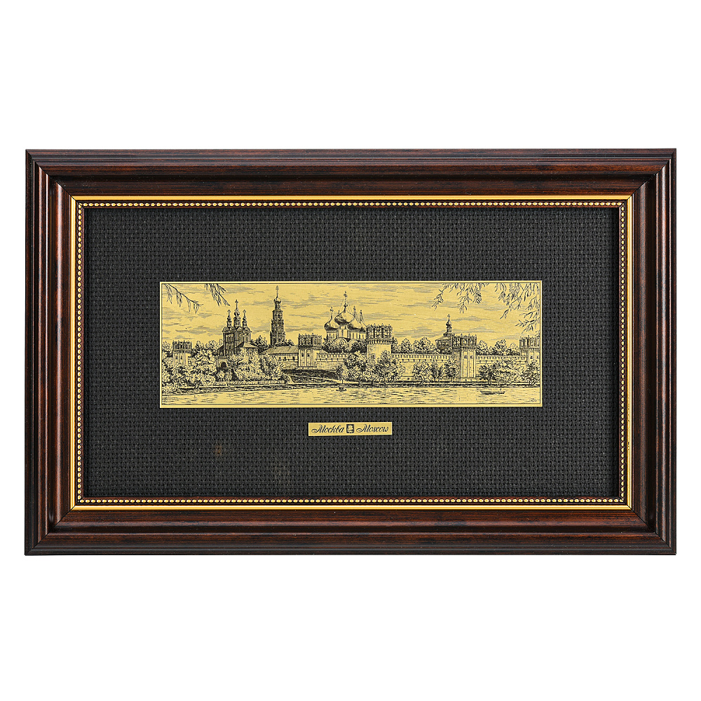 Офорт черно-белый «Новодевичий монастырь» 18х32 см - интернет магазин Русь Велика я 