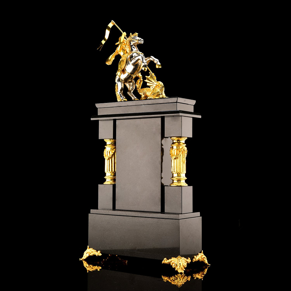 Часы каминные «Георгий Победоносец» Малахит - интернет магазин Русь Велика я фото 2