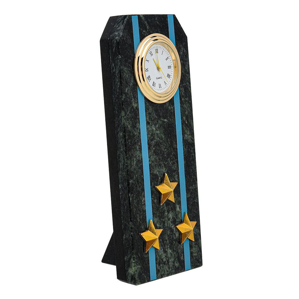 Настольные часы из камня «Погон. Полковник ВВС, ВДВ, ВКС» - интернет магазин Русь Велика я фото 1