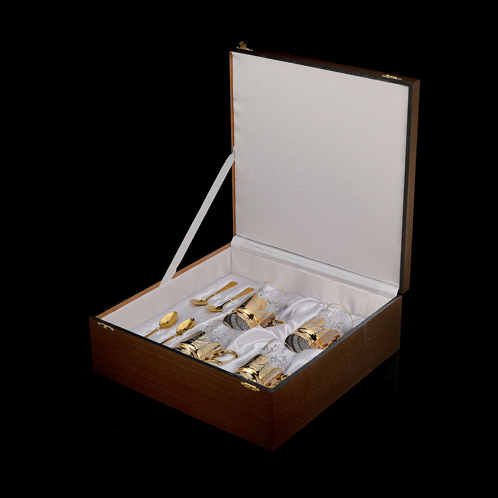 Чайный набор с подстаканниками «Москва. Спасская башня». Златоуст - интернет магазин Русь Велика я фото 7