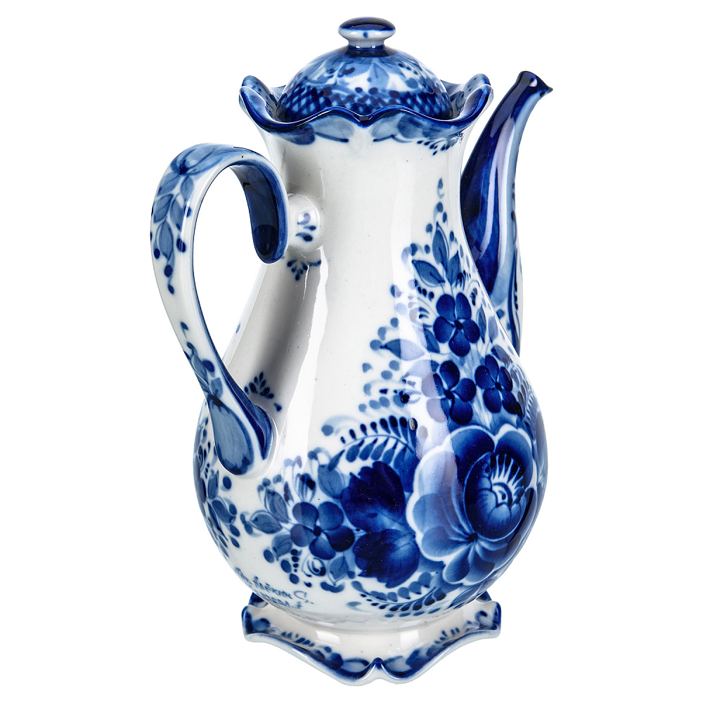 Кофейник «Тюльпан». Гжель - интернет магазин Русь Велика я фото 2