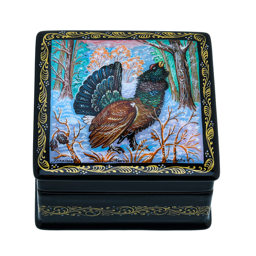Шкатулка с художественной росписью «Глухарь» - интернет магазин Русь Велика я 