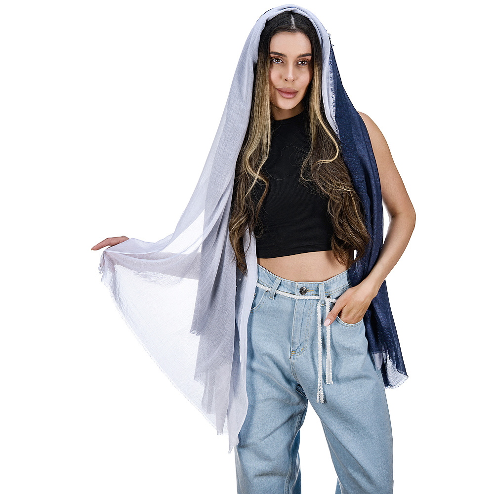 Набор парных палантинов с бусами-жгутом «Дуэт». Бело-синий - интернет магазин Русь Велика я фото 2