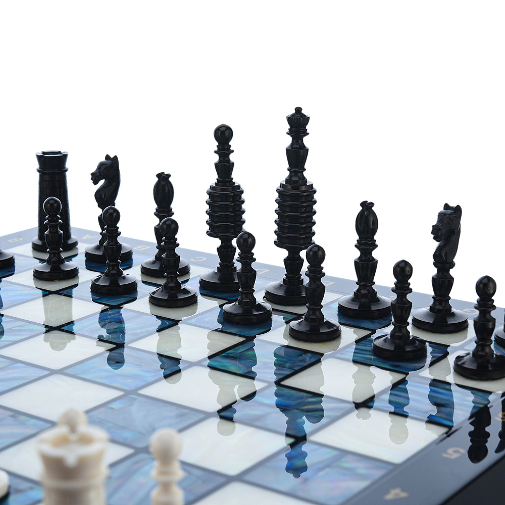 Шахматы с перламутром и фигурами из кости 45х45 см - интернет магазин Русь Велика я фото 1