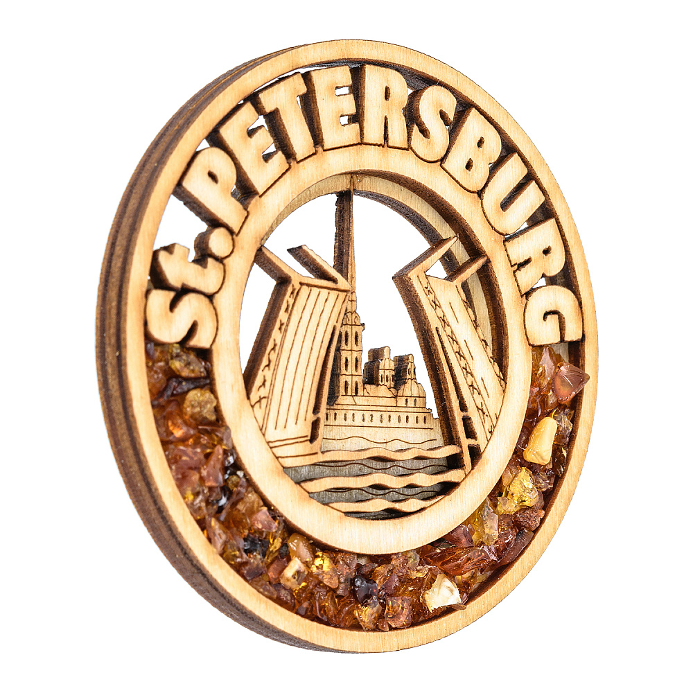 Магнит с янтарной крошкой «Санкт-Петербург» - интернет магазин Русь Велика я фото 1