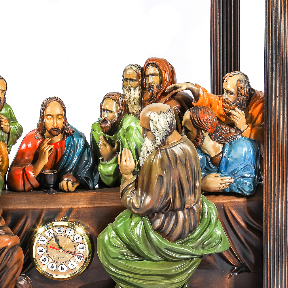 Деревянные резные часы «Тайная вечеря». Высота 104 см - интернет магазин Русь Велика я фото 4