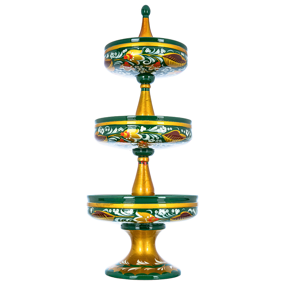 Конфетница «Цветы». Хохлома - интернет магазин Русь Велика я фото 1