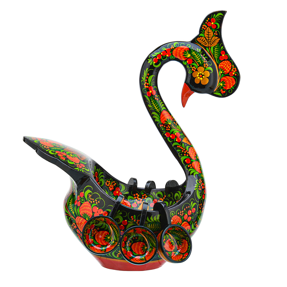 Братина с ковшиками «Лебедь». Хохлома - интернет магазин Русь Велика я фото 3