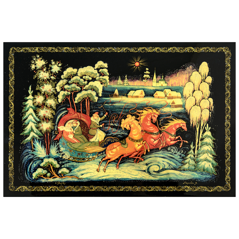 Панно с художественной росписью «Тройка» 30х20 см - интернет магазин Русь Велика я 