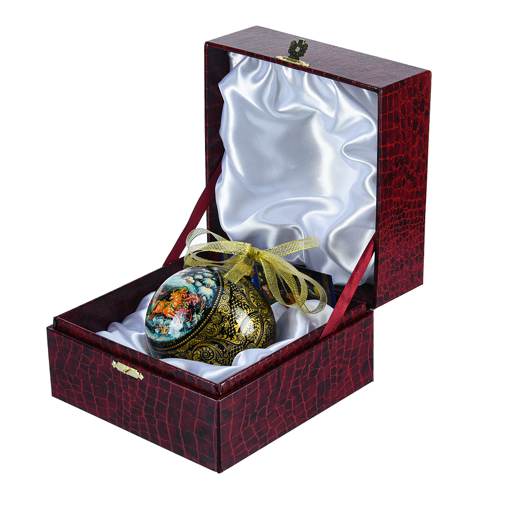 Новогодний елочный шар с росписью «Тройка» - интернет магазин Русь Велика я фото 1