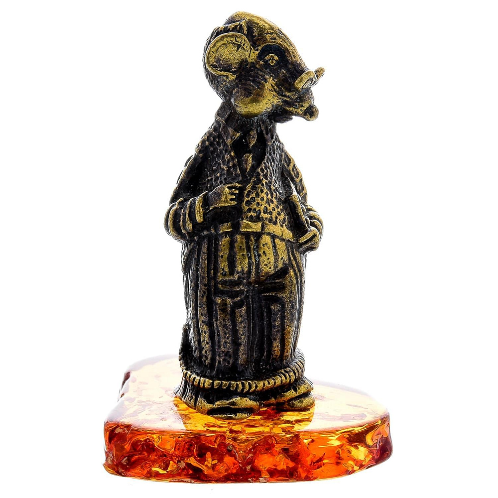 Статуэтка с янтарем «Мышь бухгалтер» - интернет магазин Русь Велика я фото 1