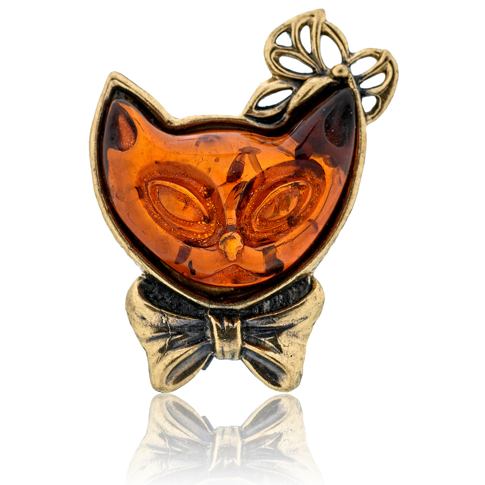 Брошь с янтарем «Кити» - интернет магазин Русь Велика я 