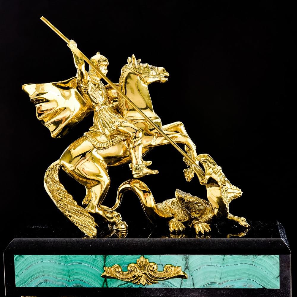 Часы настольные «Георгий Победоносец». Малахит - интернет магазин Русь Велика я фото 5