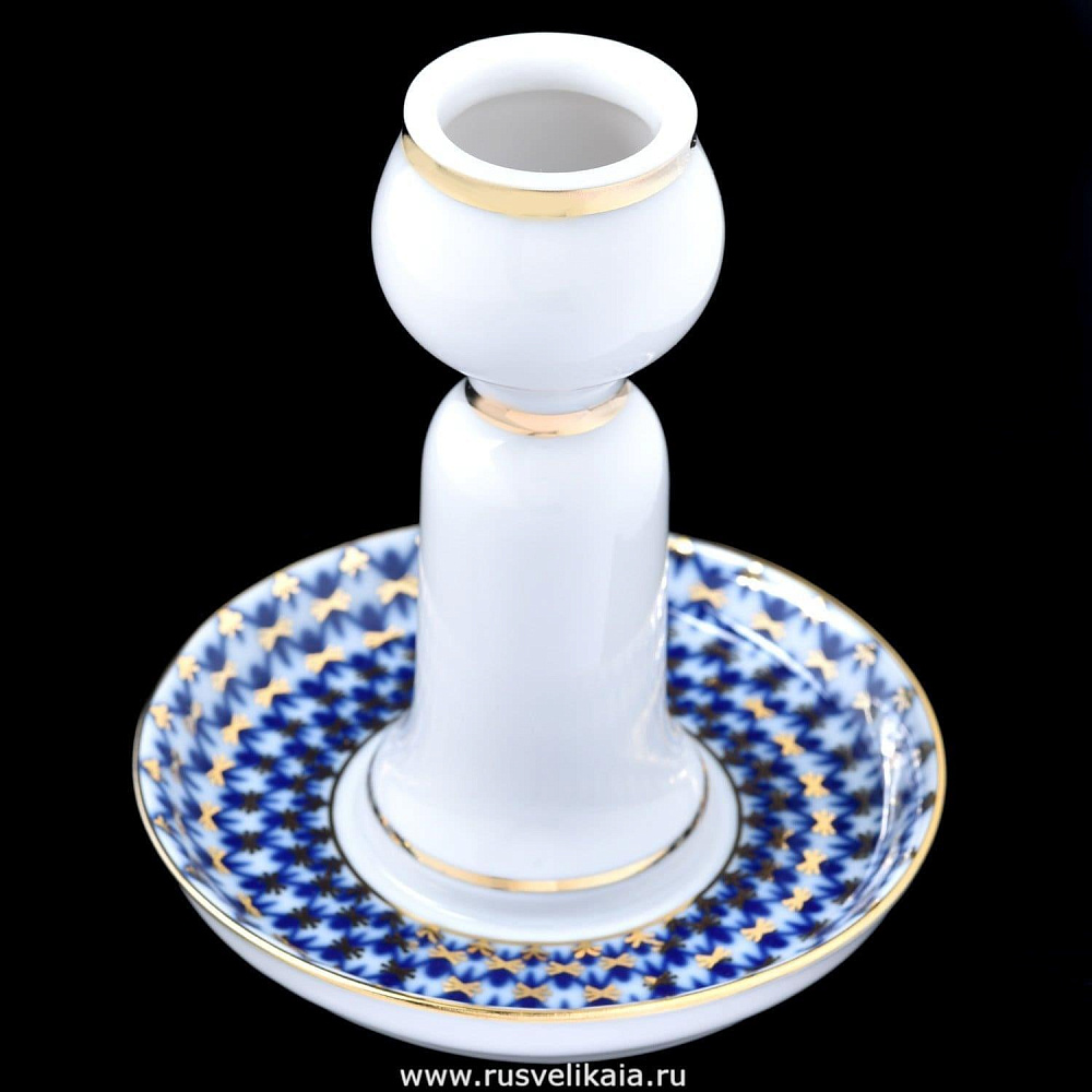 Подсвечник «Кобальтовая сетка». Форма «Бутон». ИФЗ - интернет магазин Русь Велика я фото 1