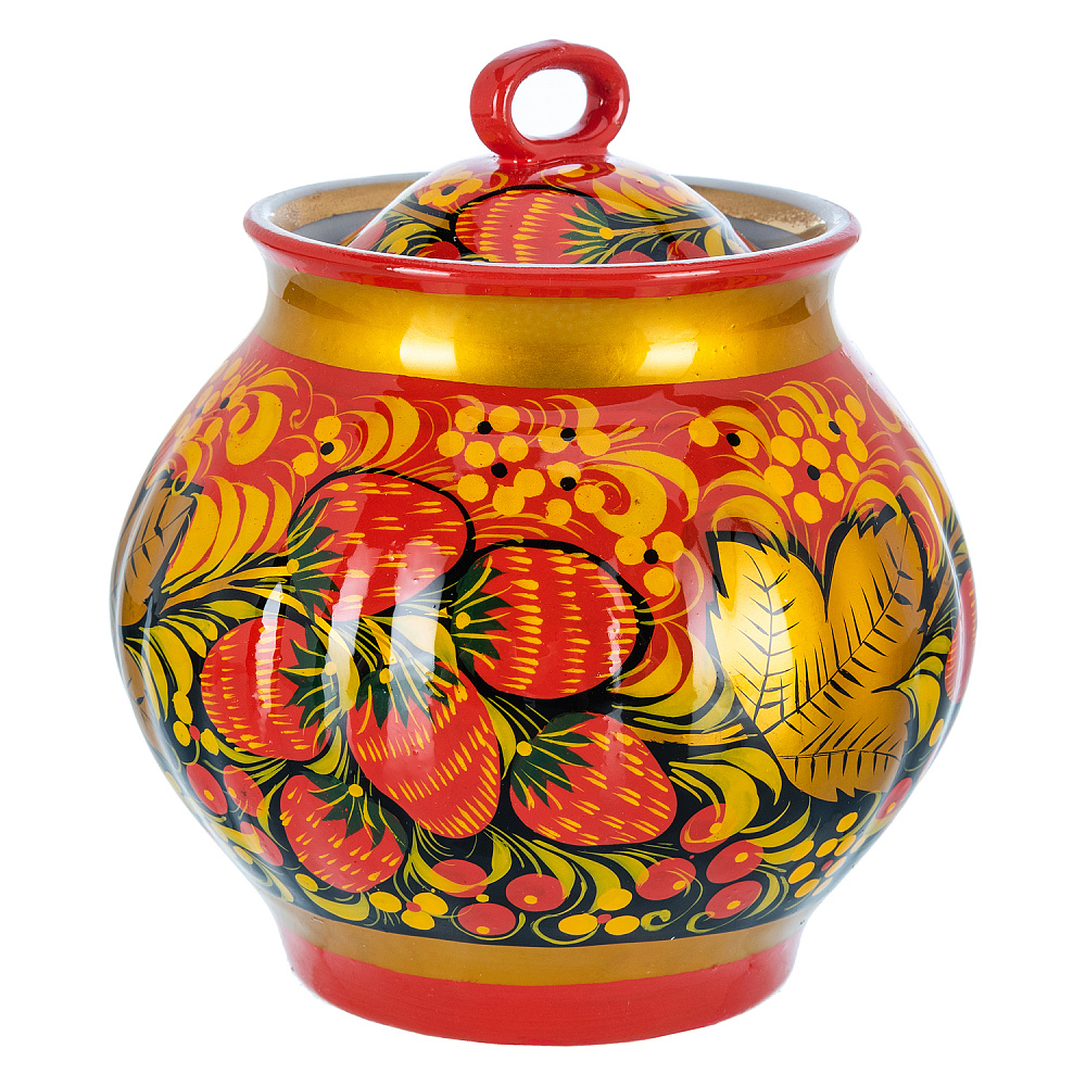 Сахарница «Клубника». Хохлома - интернет магазин Русь Велика я 