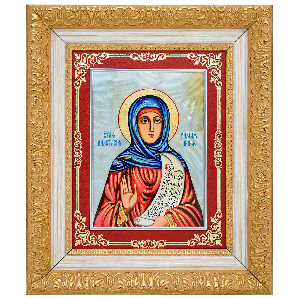Икона на перламутре «Святая Анастасия» 35х30 см - интернет магазин Русь Велика я 