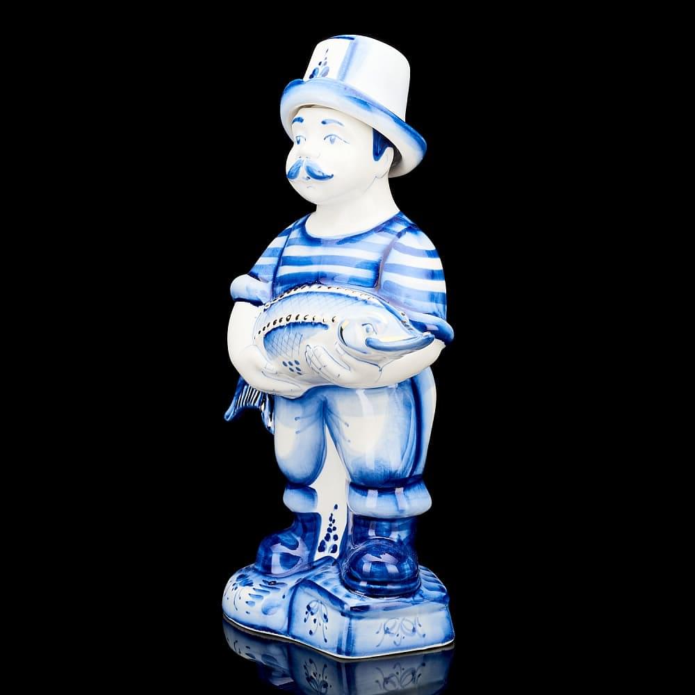 Штоф фарфоровый «Рыбак». Гжель - интернет магазин Русь Велика я фото 2