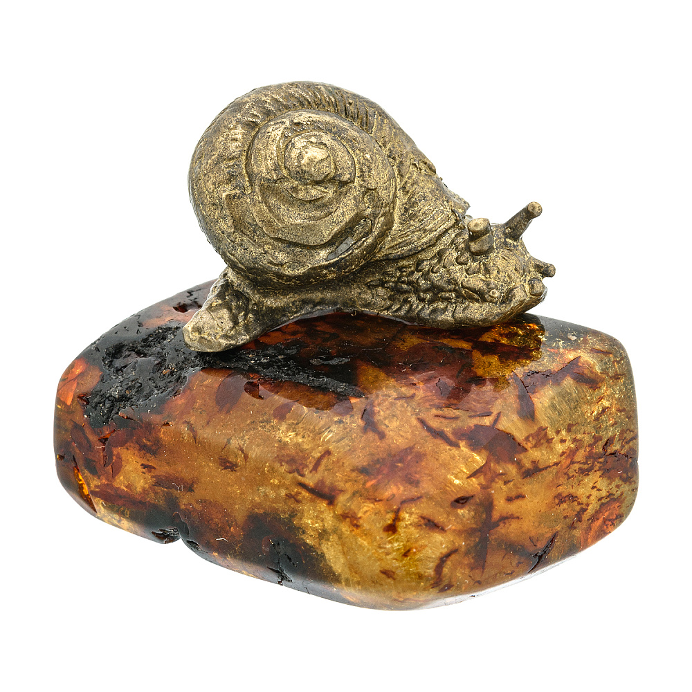 Статуэтка с янтарем «Улитка» - интернет магазин Русь Велика я 