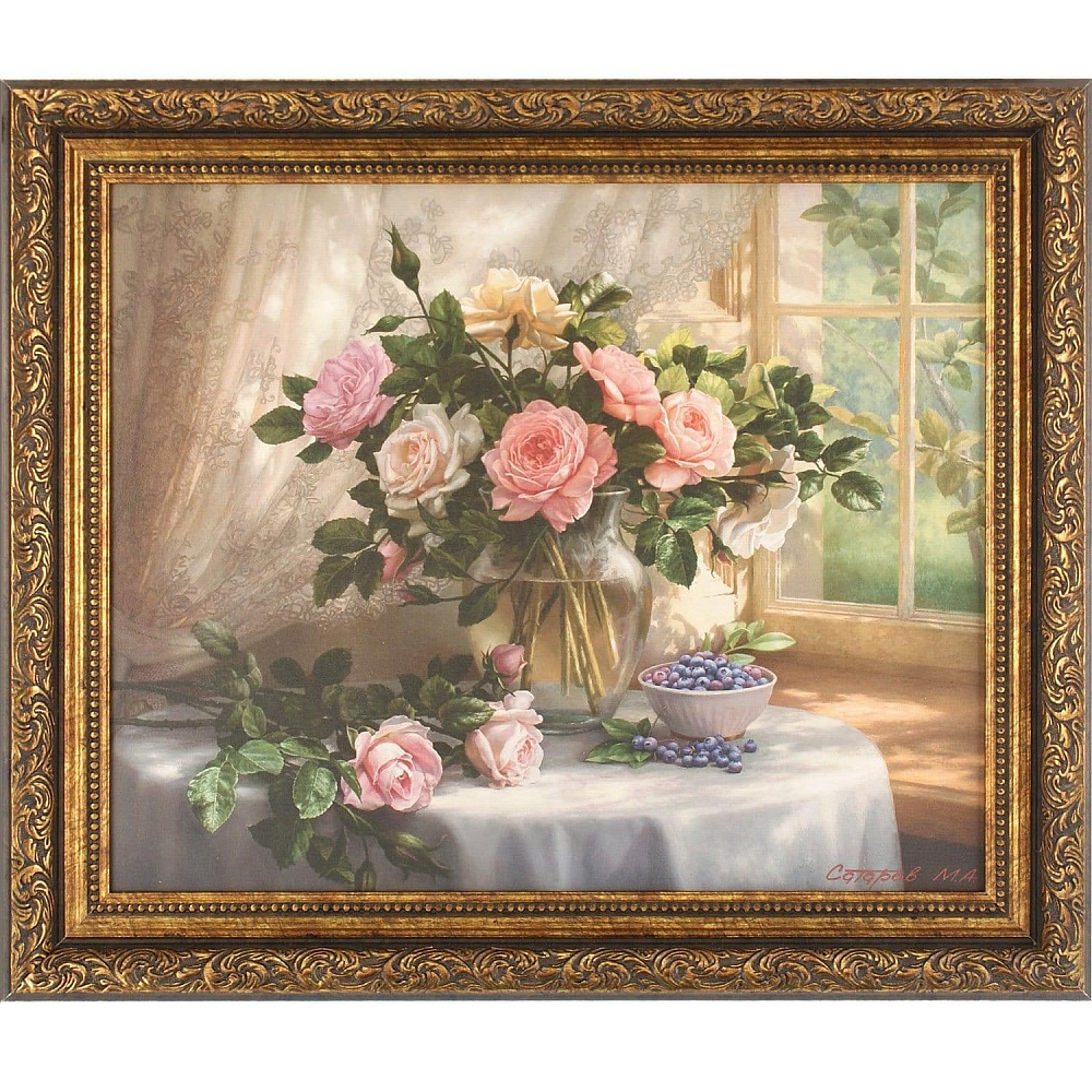 Картина репродукция «Натюрморт с голубикой» 60 х 50 см - интернет магазин Русь Велика я 