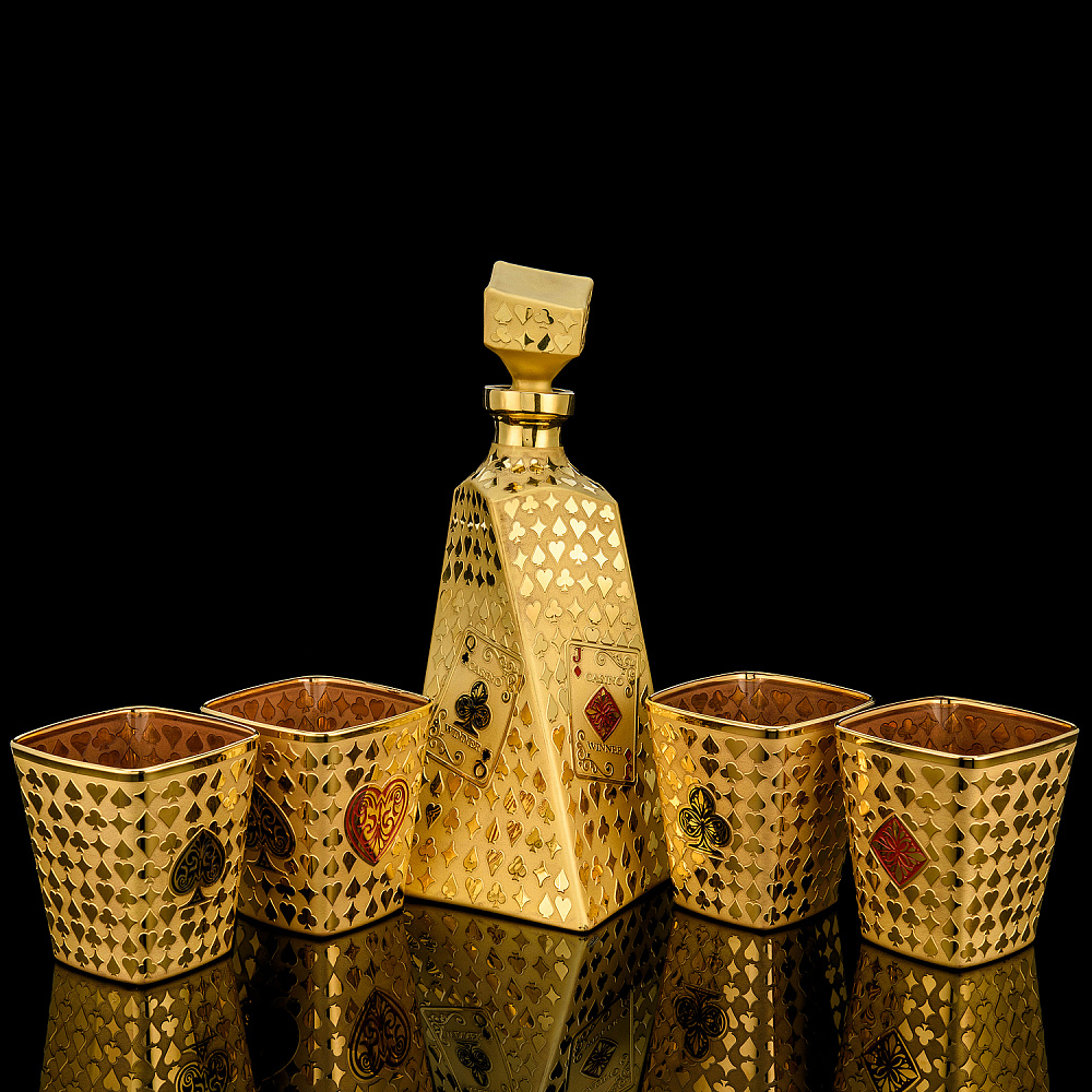 Питейный набор для виски на 4 персоны «Казино» - интернет магазин Русь Велика я 