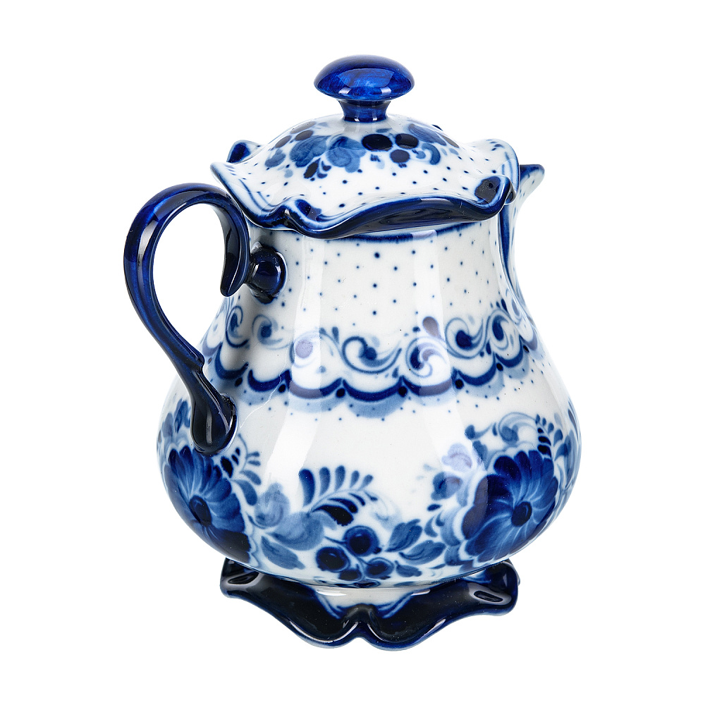 Молочник с крышкой. Гжель - интернет магазин Русь Велика я фото 2