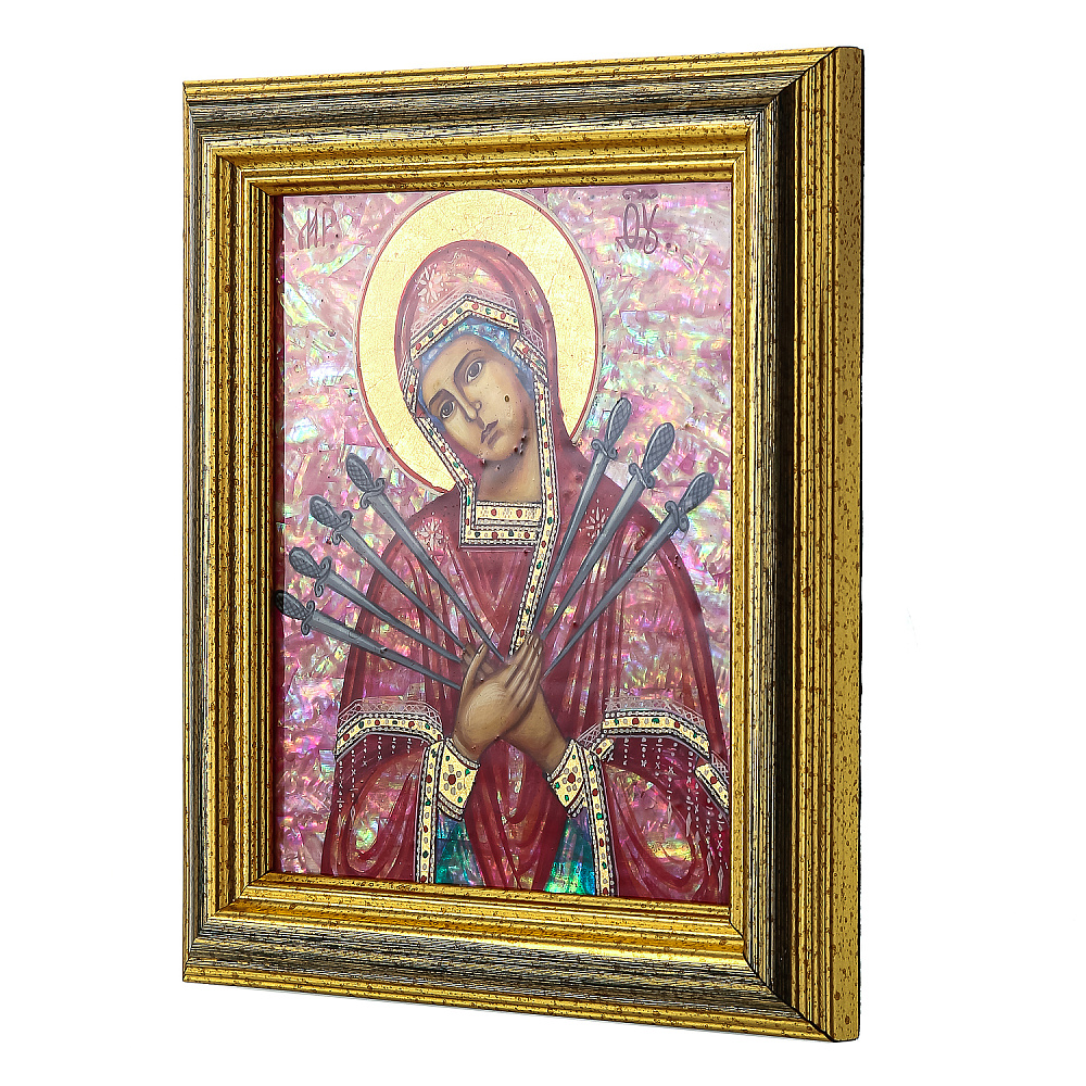 Икона на перламутре «Божья Матерь Семистрельная» 16 х 18 см - интернет магазин Русь Велика я фото 1