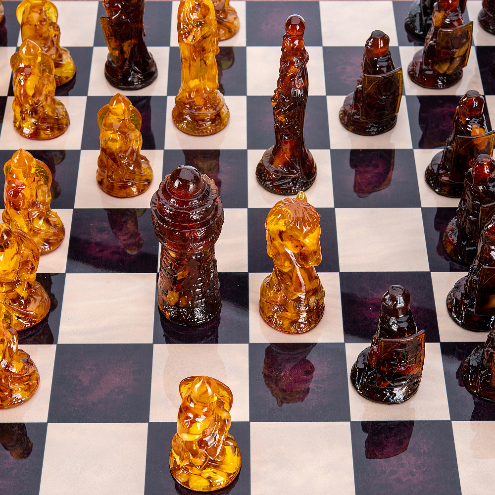 Шахматы с янтарными фигурами «Ледовое побоище» 48х48 см - интернет магазин Русь Велика я фото 4