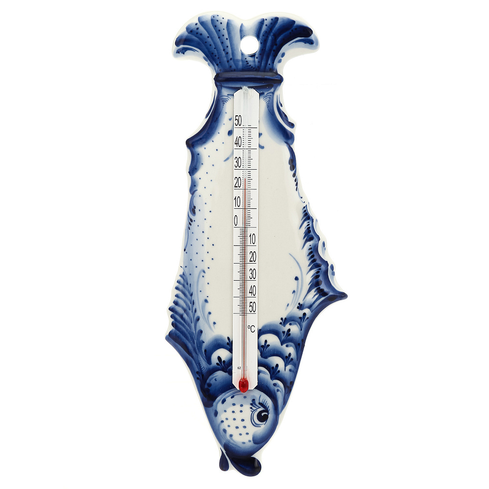 Термометр настенный «Рыба». Гжель - интернет магазин Русь Велика я 
