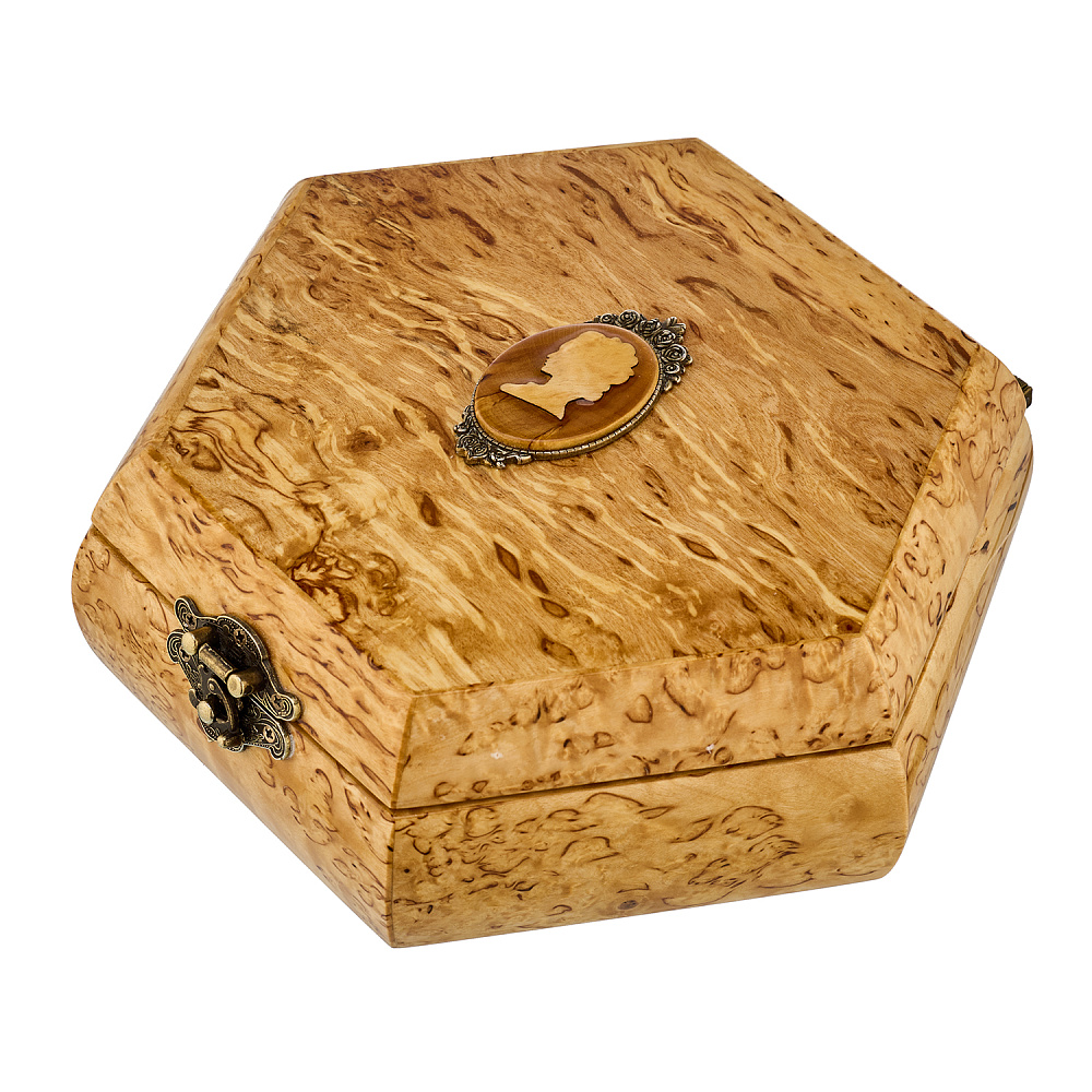 Шкатулка шестигранная из карельской березы «Камея» - интернет магазин Русь Велика я фото 1