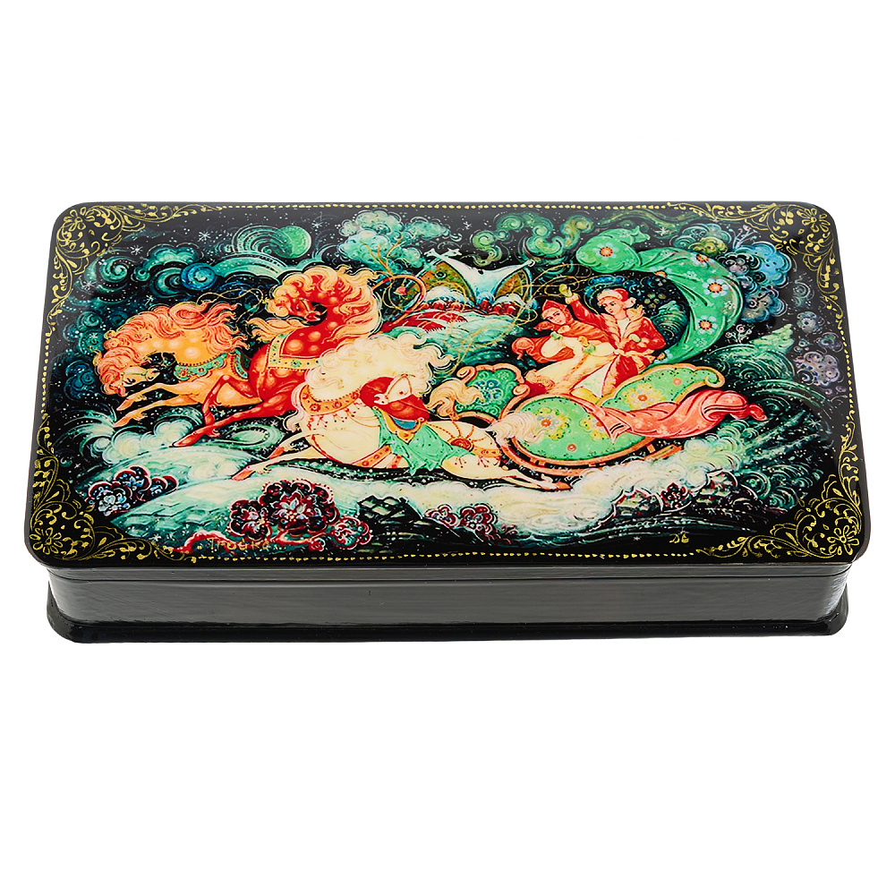 Шкатулка с художественной росписью «Зимняя тройка» - интернет магазин Русь Велика я 