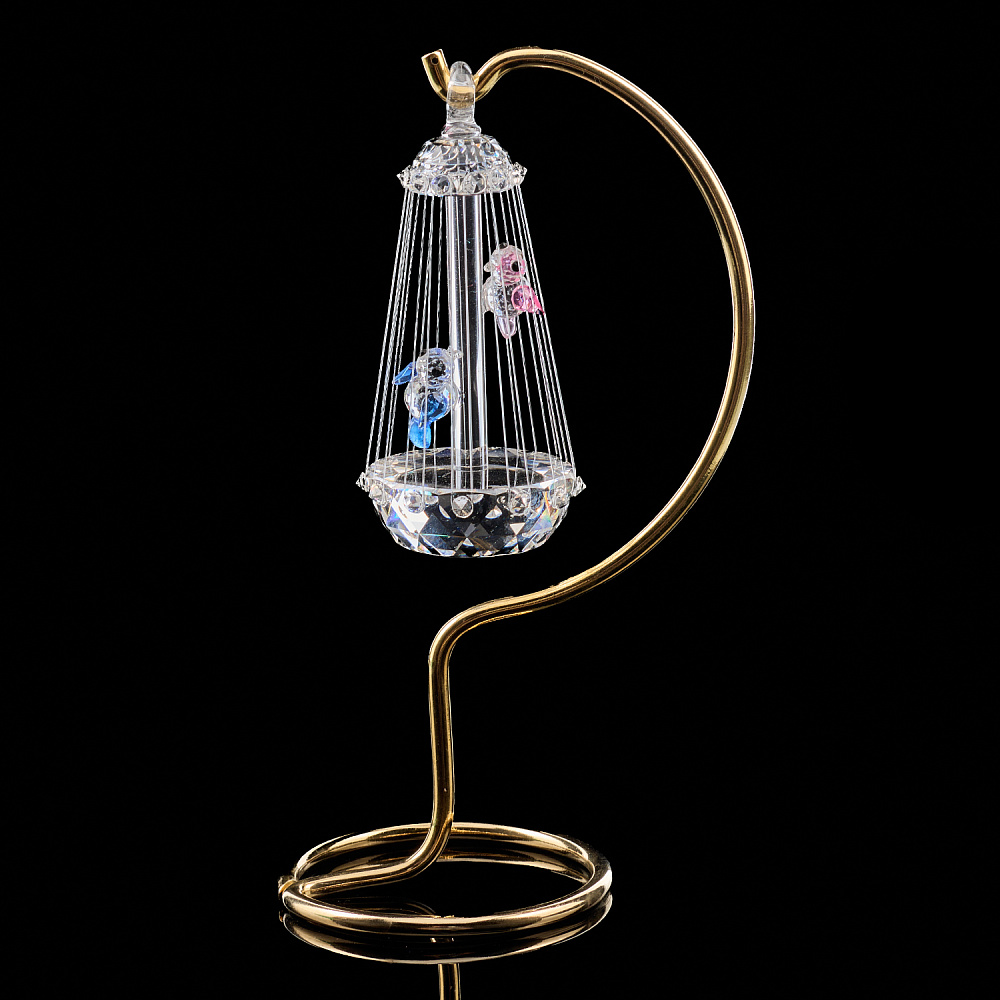 Сувенир из цветного хрусталя «Птички в клетке» Asfour Crystal - интернет магазин Русь Велика я 