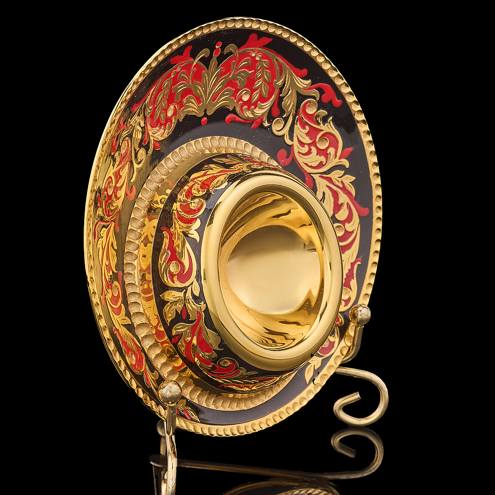 Подставка под яйцо с позолотой и эмалью. Златоуст - интернет магазин Русь Велика я фото 3